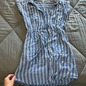 Blue Striped Button-Up Dress